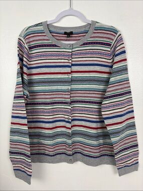 Talbots New Women’s XL Fair Isle Button Up Lambswool Sweater Cardigan